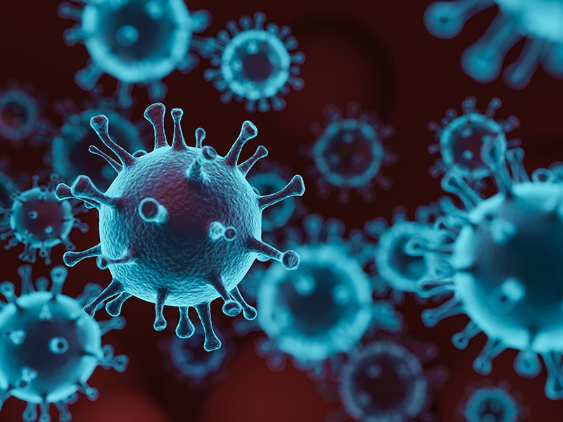 Enlarged Coronavirus cells on a dark backdrop. Enlarged Coronavirus cells on a dark backdrop.