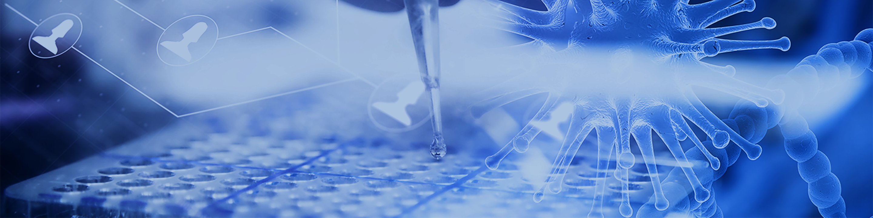 Pipette dripping a solution into test tubes with a cell image in the background. Pipette dripping a solution into test tubes with a cell image in the background.